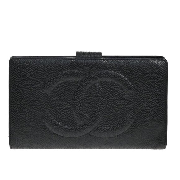 CHANEL CC Long Bifold Wallet Grained Calfskin Leather Black GHW Vintage - Picture 1 of 16